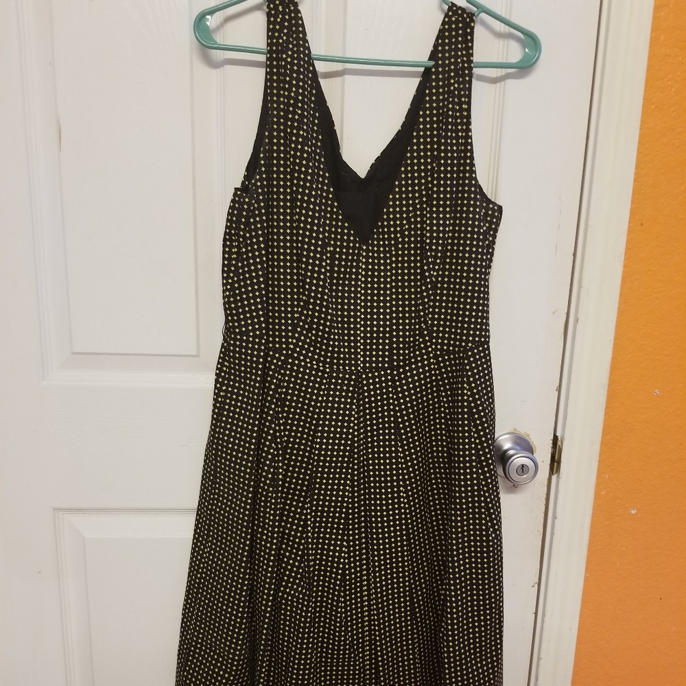 Cato Polka Flare Dress Size 12 Black and yellow